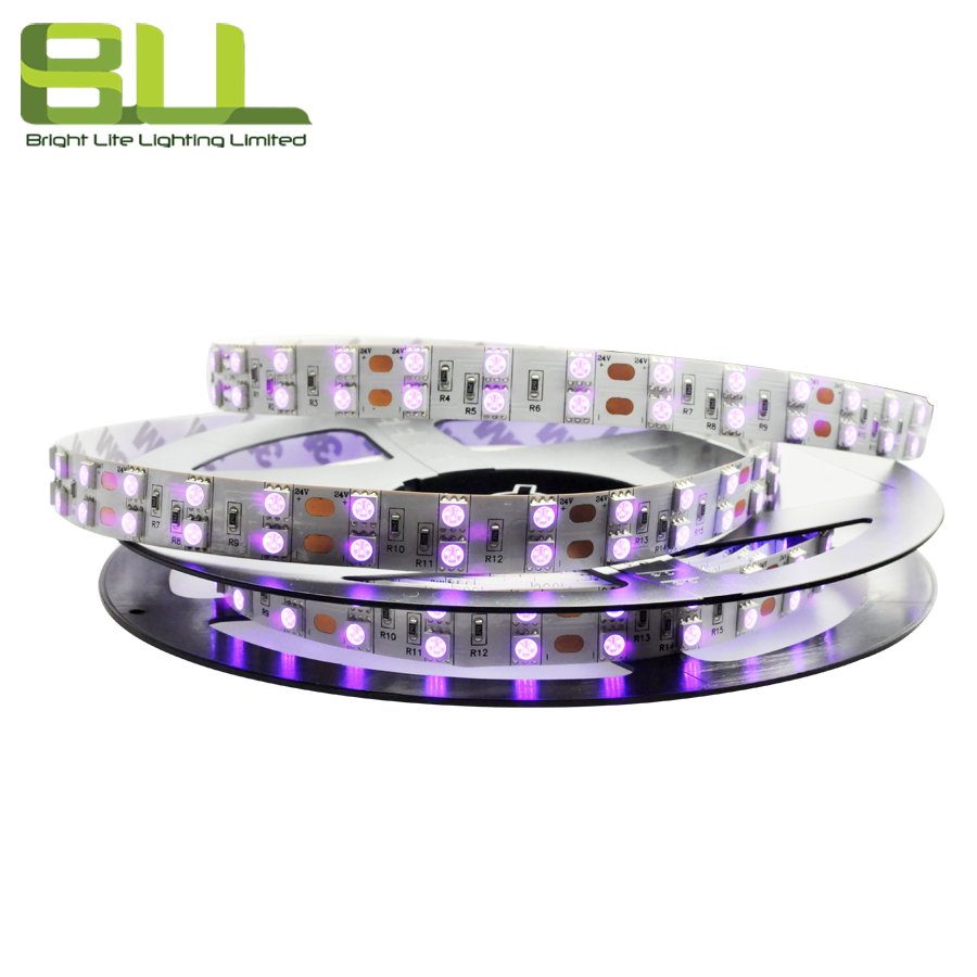 Flexible SMD 5050 120leds/m Purple UV 365nm 385nm Double Row Led Strip for KTV Hotel Ceilling Decoration