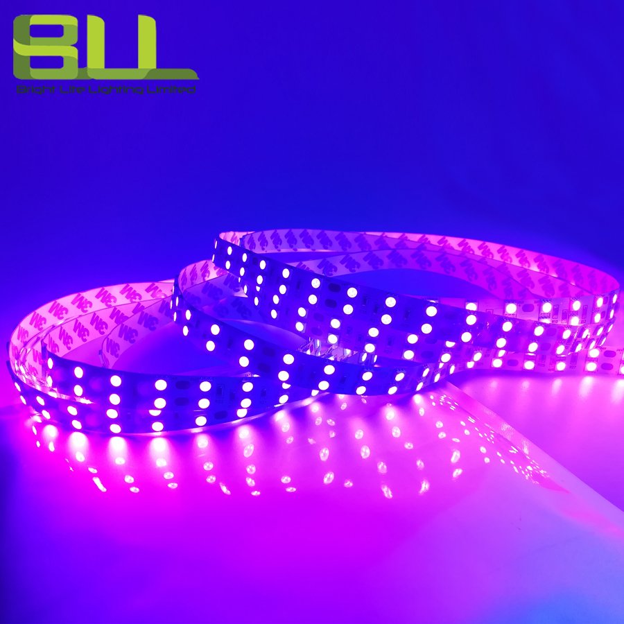 Flexible SMD 5050 120leds/m Purple UV 365nm 385nm Double Row Led Strip for KTV Hotel Ceilling Decoration