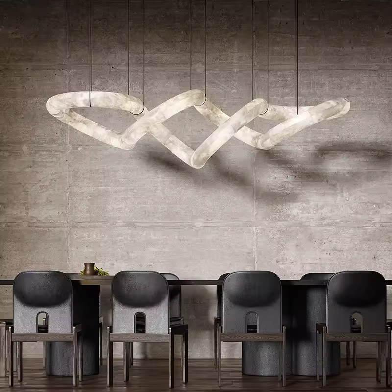 American Hot-selling New Creation Cross-style Modern Minimalist Style Alabaster Dining Table Bar Long Chandelier
