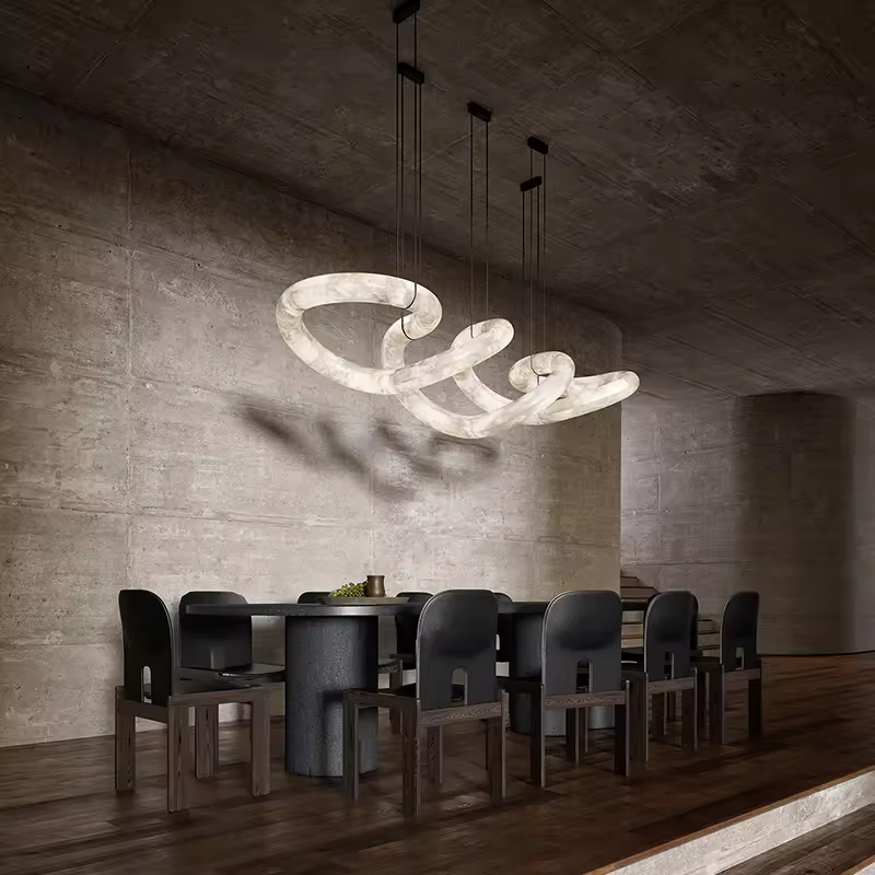 American Hot-selling New Creation Cross-style Modern Minimalist Style Alabaster Dining Table Bar Long Chandelier