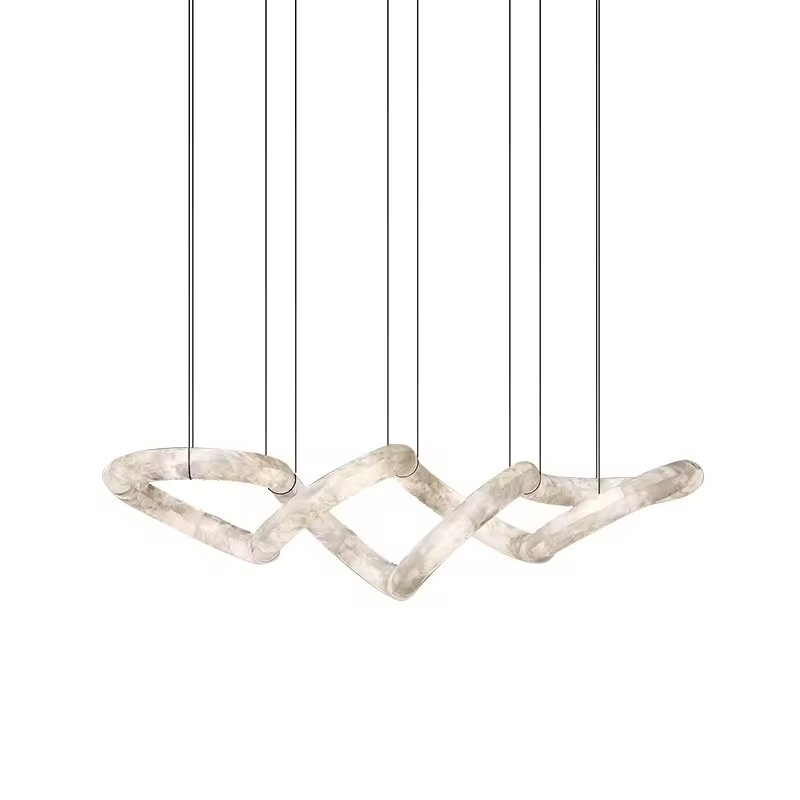 American Hot-selling New Creation Cross-style Modern Minimalist Style Alabaster Dining Table Bar Long Chandelier