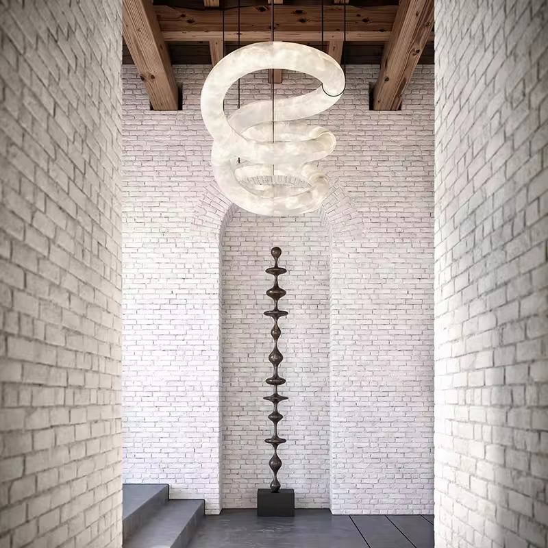 American Hot-selling New Creation Cross-style Modern Minimalist Style Alabaster Dining Table Bar Long Chandelier