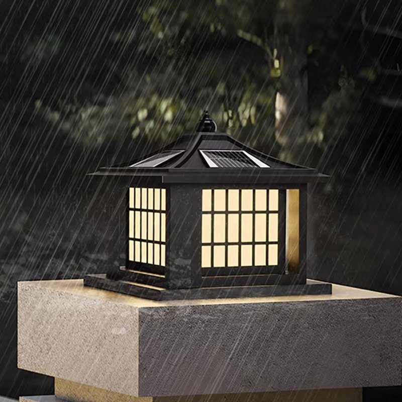 Hotel Villa Park Waterproof IP65 Garden Lighting Glass LED Solar Column Main Door Light Modern Outdoor Column Light