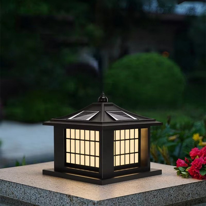 Hotel Villa Park Waterproof IP65 Garden Lighting Glass LED Solar Column Main Door Light Modern Outdoor Column Light