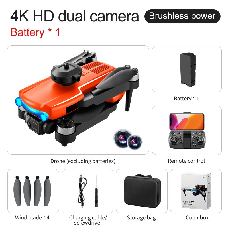 K102 MAX Drone Obstacle Avoidance Wifi Fpv Rc Professional Drone With 4K HD Dual Camera Mini Drone Kids Toys Gift Quadcopter