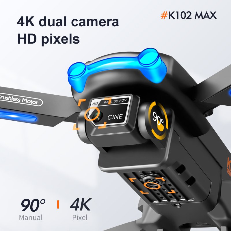 K102 MAX Drone Obstacle Avoidance Wifi Fpv Rc Professional Drone With 4K HD Dual Camera Mini Drone Kids Toys Gift Quadcopter