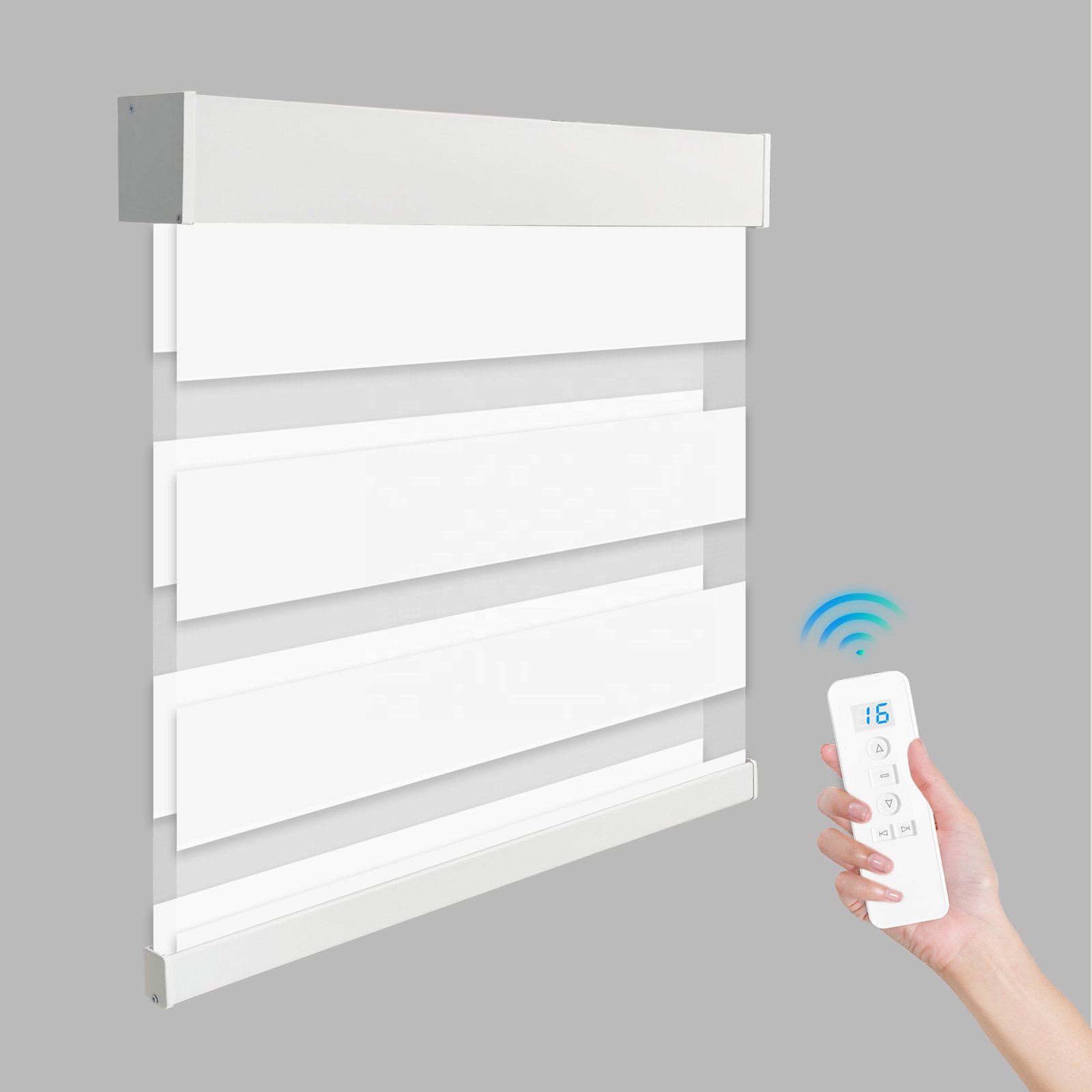 Wholesale Rechargeable Lithium Battery Dual Layer Tuya Google Alexa Compatible Smart Motorized Zebra Blinds for Window