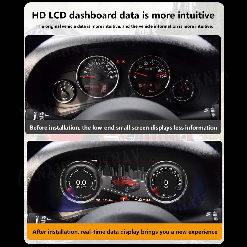 Digital Cluster New Upgrade LCD Dashboard Speedometer Digital Cluster LINUX System Auto Meter for Jeep Wrangler 2011-2017