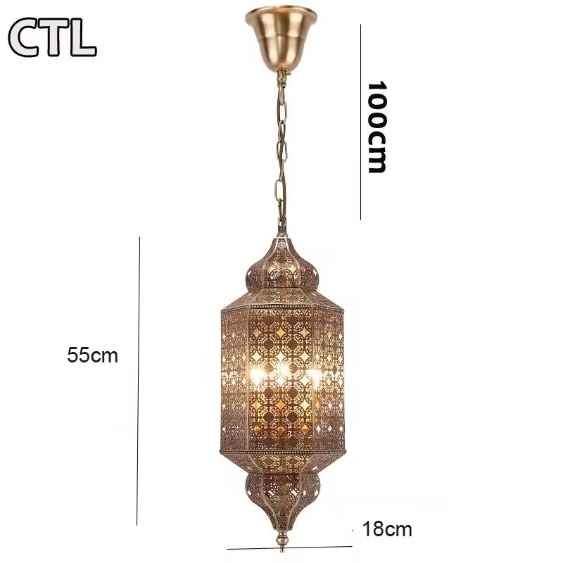 Single Hanging Kitchen Bars Loft Retro Pendant Light Classic Moroccan Style Metal Hollow Vintage Industrial Chandelier