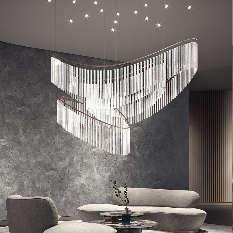Large Chandeliers Pendant Lights Luxury Stairs Ceiling Crystal Chandeliers