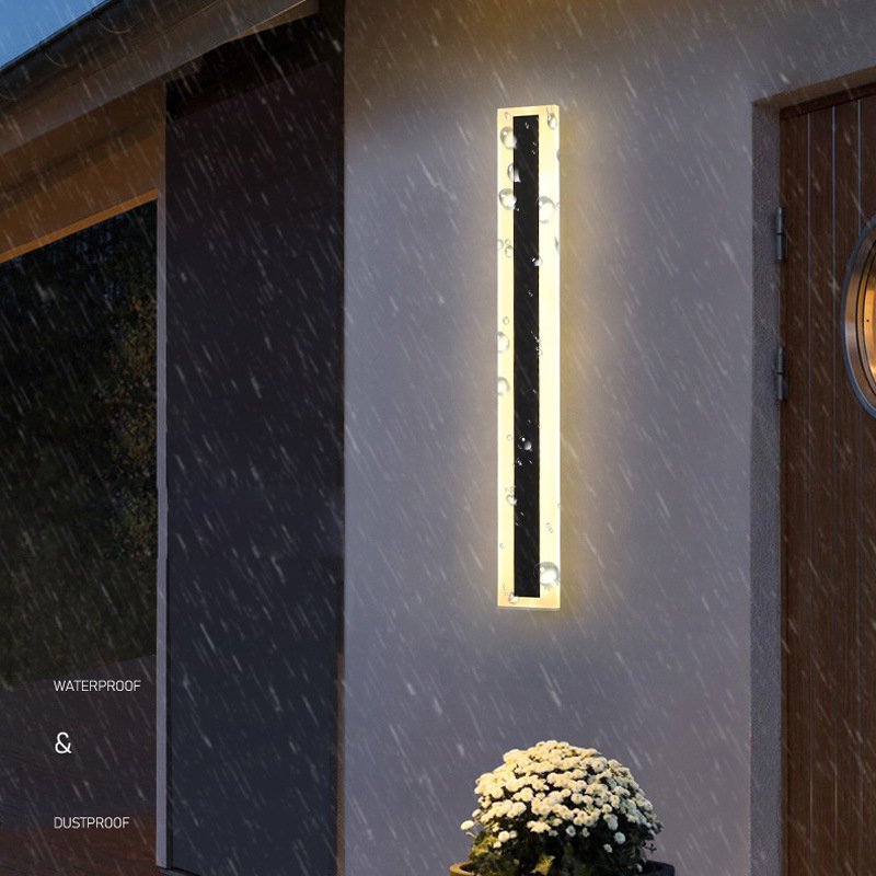Long Strip Outdoor Linear Waterproof LED Porch Light Modern Black Nordic Garden Outside Lighting Wall Mounted Lamps