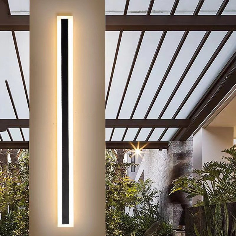 Long Strip Outdoor Linear Waterproof LED Porch Light Modern Black Nordic Garden Outside Lighting Wall Mounted Lamps