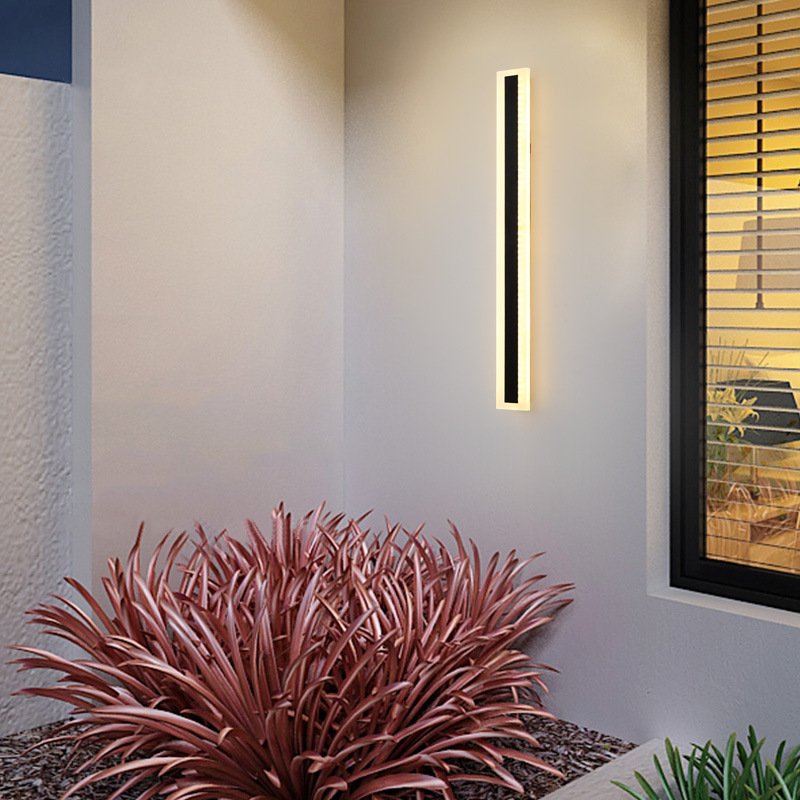 Long Strip Outdoor Linear Waterproof LED Porch Light Modern Black Nordic Garden Outside Lighting Wall Mounted Lamps