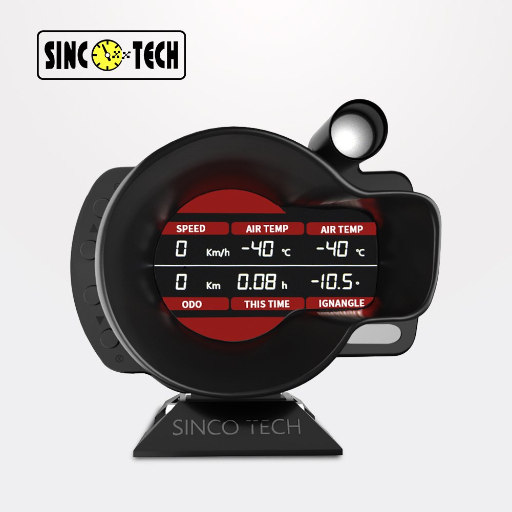 Sinco Tech Universal OBD Ii OBD2 Auto Meter Gauge LCD Display 18-in-1 Speedometer Smart Digital Tachometer (DO916-OBD)