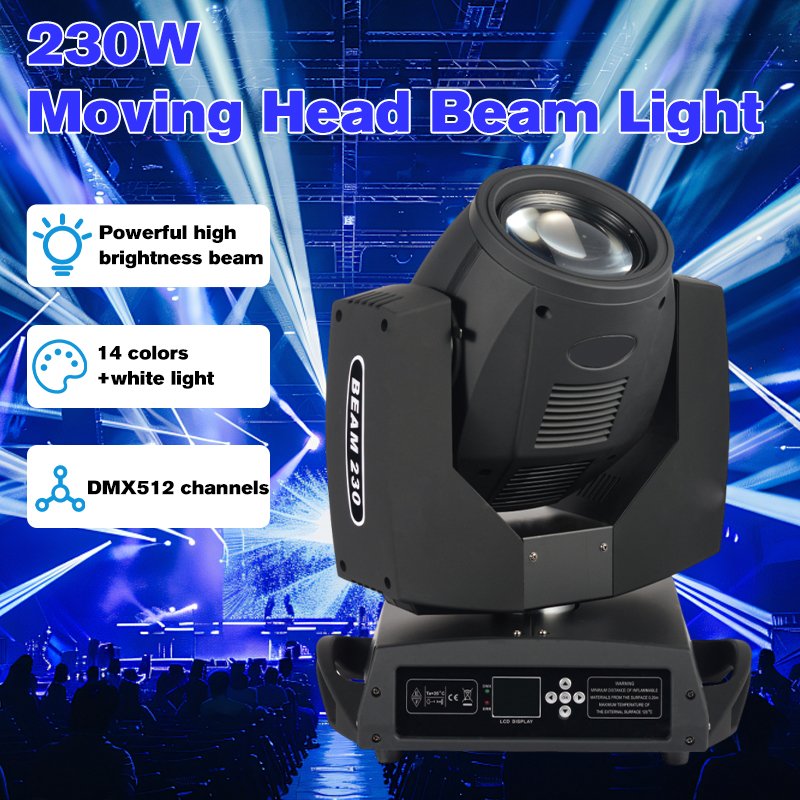 7R 230W Professional Sharpy Stage Lighting Moving Head Beam Light UV Emitted DMX512 Control Mode for DJ Disco Bar Concert