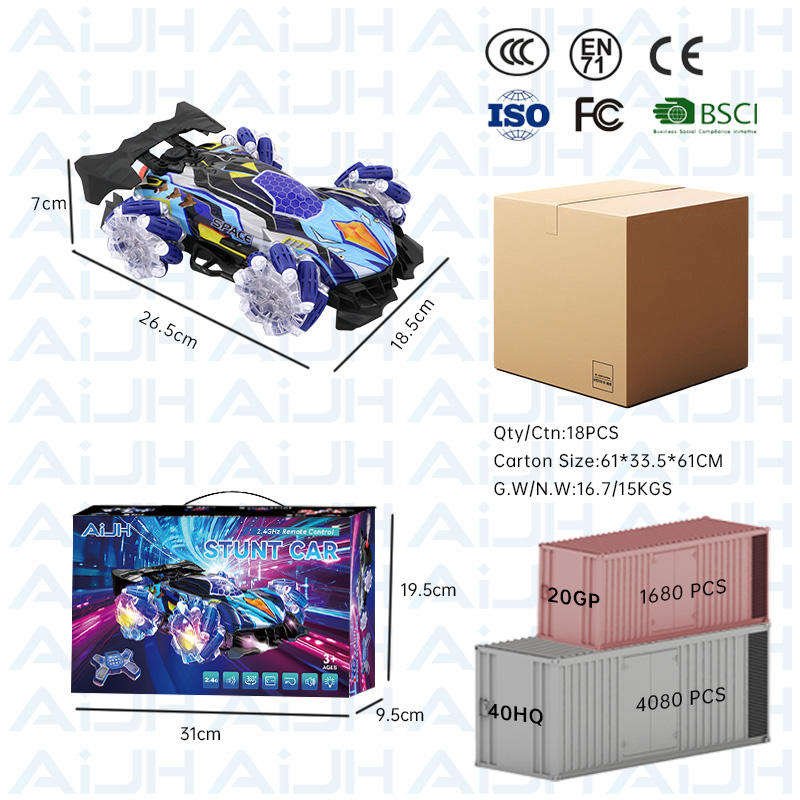 AiJH Children 2.4GHz Rc Cars 360 Degree Rotating Multiple Terrains Racing Car En Muziek Rc Auto Rc Spray Car Toys