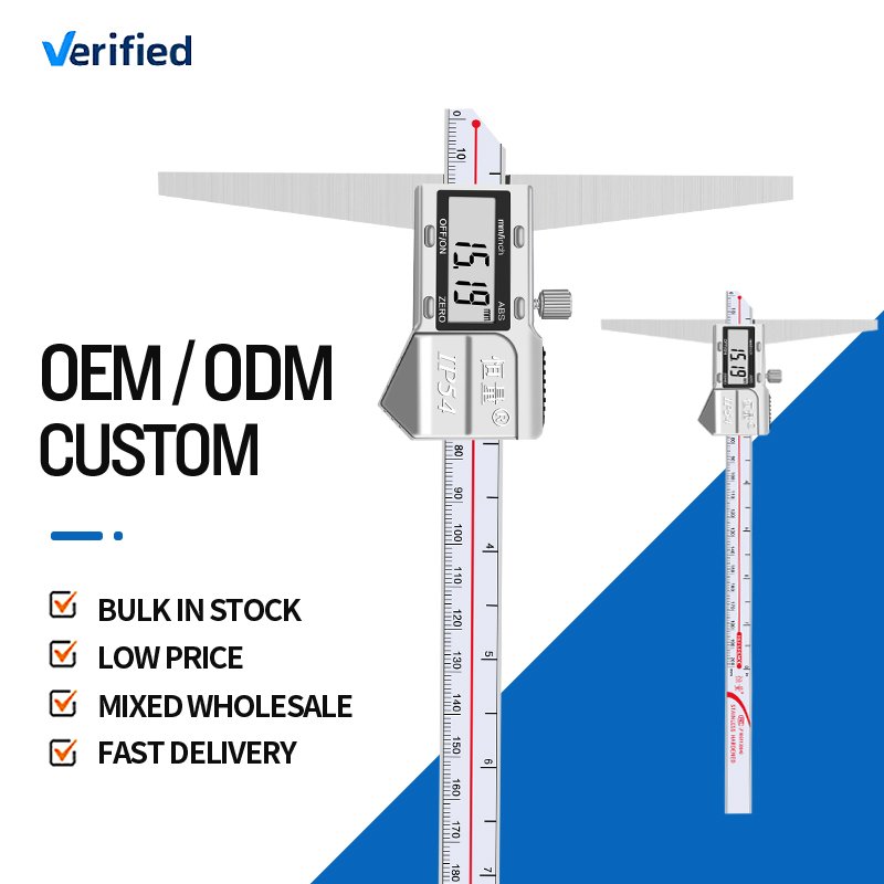 High Precision 0-200mm Digital Depth Gauge Stainless Steel IP54 Metal Shell Vernier Electronic Caliper