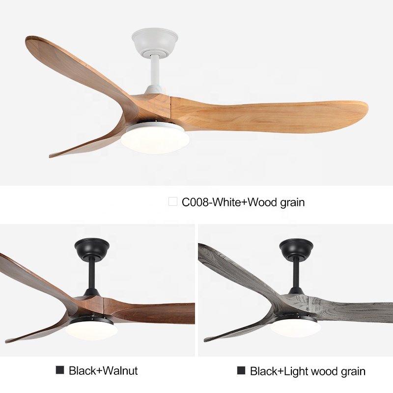 C008 Wood Grain Ceiling Fan Light 36/42/52/60/70/90 INCH High Air Volume DC Motor APP Control with Remote Switch