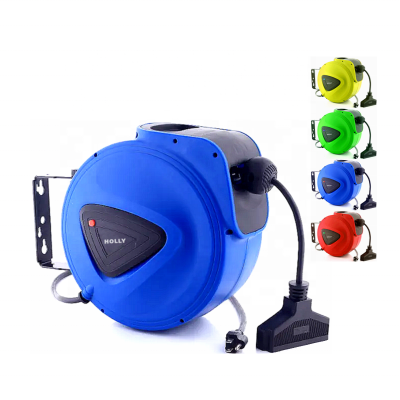 10M CE GS Approved Ceiling Wall Mountable Retractable Cable Reel 30FT IP20 Waterproof Electric Drum Roller Hose Cable Cord Reel