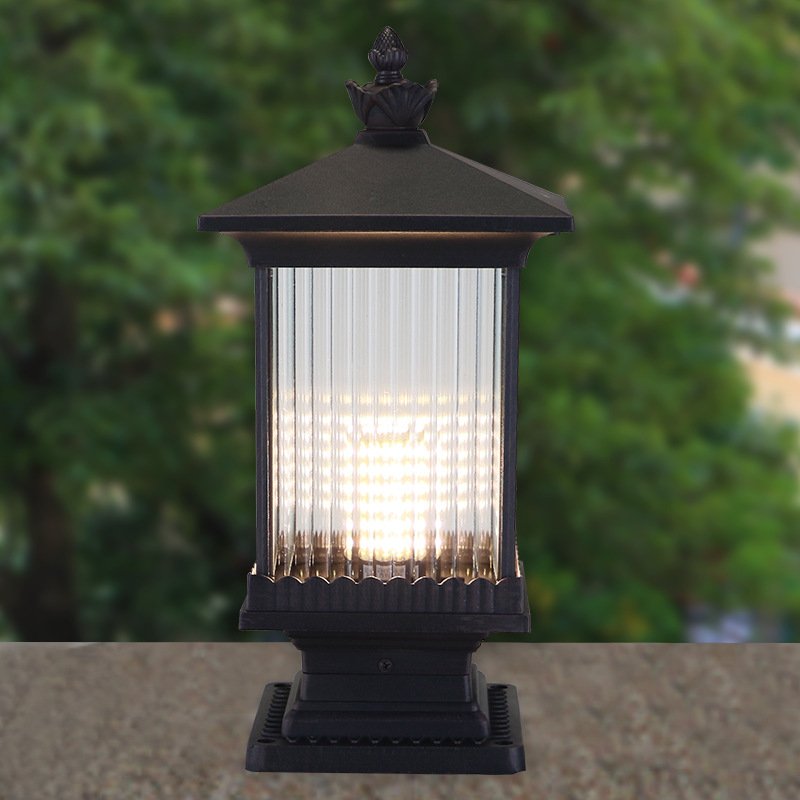 Popular Coffee Color Die Cast Aluminum Garden Lamp Outdoor Waterproof Pillar Lamp Electric Design Solar Lamp Holder Fence Lights