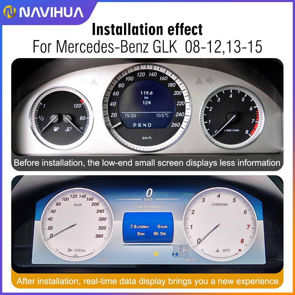 NaviHua for Mercedes Benz GLK 2008 2015 Car Digital Cluster LCD Dashboard Screen Automotive Speedometer Virtual Cockpit Upgrade