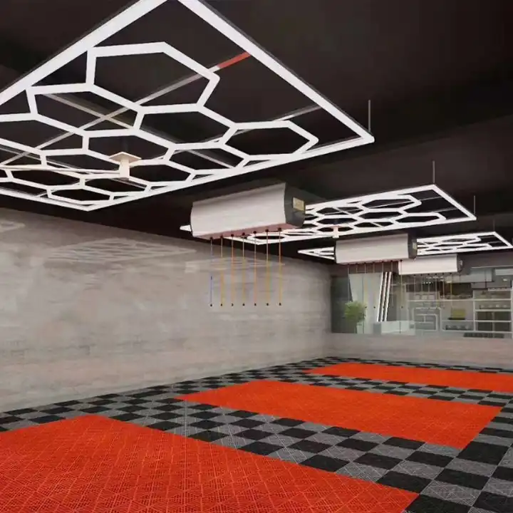Modern Design Multicolored LED Ceiling Lights for Car Shop Workshop Hexagonal Detailing Garage Lighting