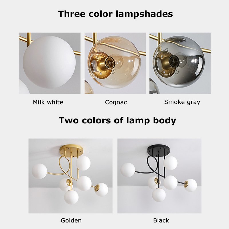 Supply Low Price 6 Heads Creative Glass Ball Ceiling Pendant Light for Living Room Dining Room