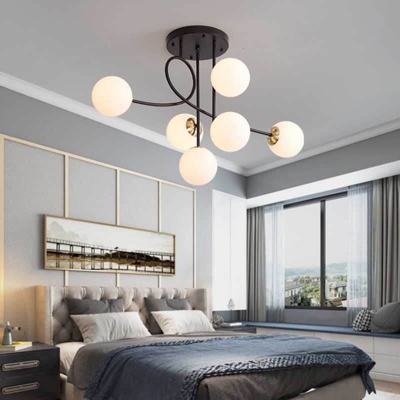 Supply Low Price 6 Heads Creative Glass Ball Ceiling Pendant Light for Living Room Dining Room