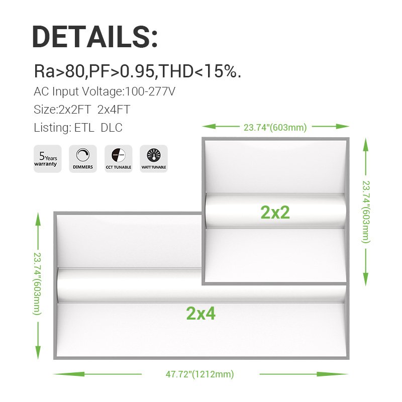 Troffer Panel Mount Light Fixture Surface 2x4 Basket Lighting 2x2 Flat Center Ceiling Troffer with US Warehouse ETL DLC UL
