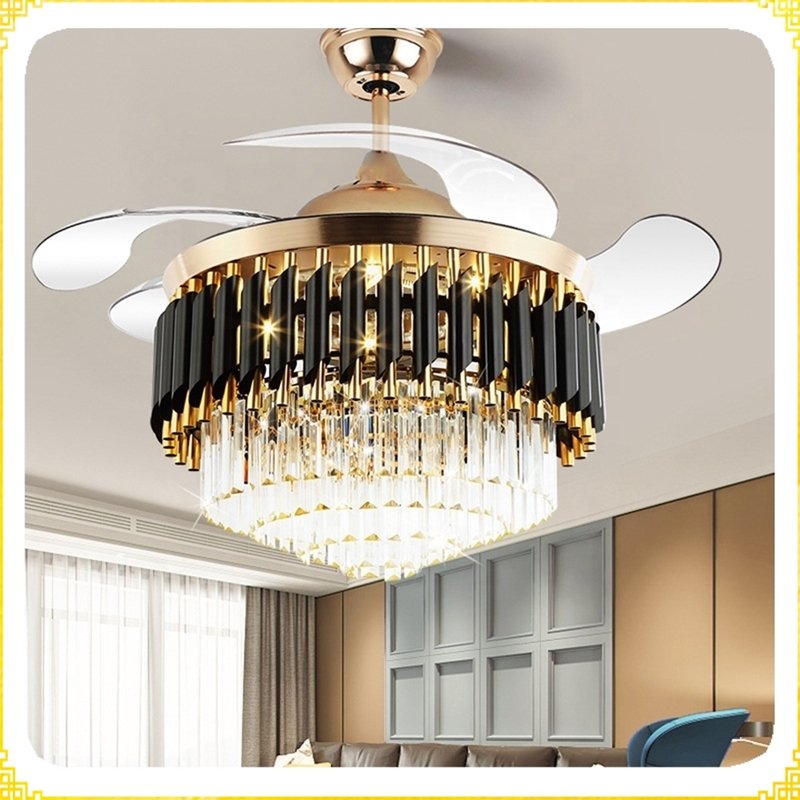 Crystal Large Light Luxury Chandelier Led Ceiling Fan Lamps Gold New Modern Residential Smart Home 10 90 Home Office