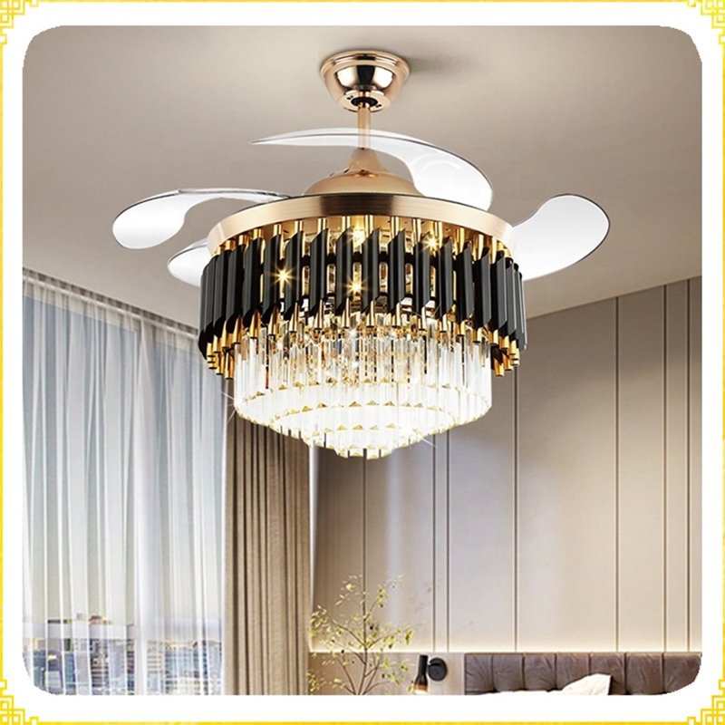 Crystal Large Light Luxury Chandelier Led Ceiling Fan Lamps Gold New Modern Residential Smart Home 10 90 Home Office