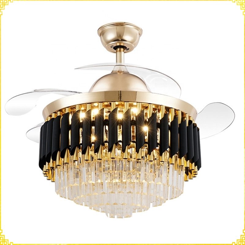 Crystal Large Light Luxury Chandelier Led Ceiling Fan Lamps Gold New Modern Residential Smart Home 10 90 Home Office