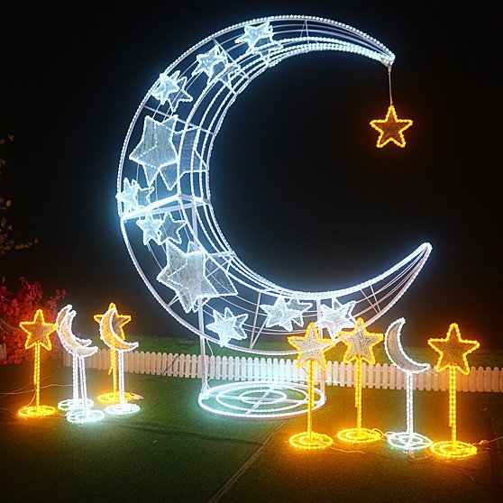 LED Moon Arch Pattern Light Decoration Light Outdoor 2D 3D Decoration Light
