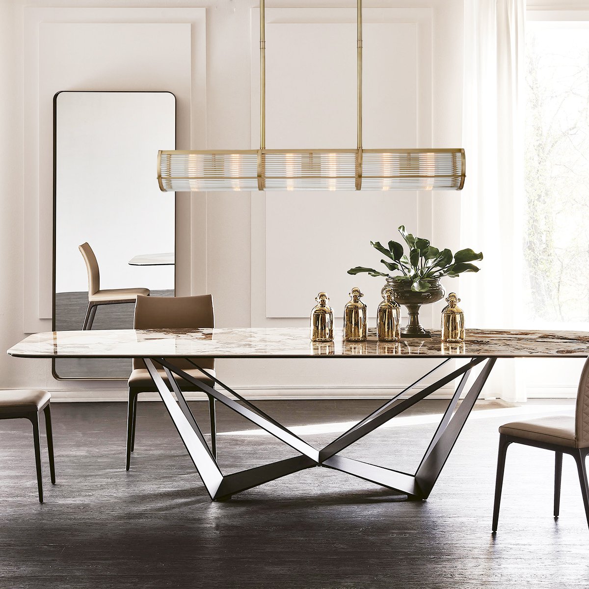 Custom Modern Nordic Creative American Simple Retro Villa Restaurant Island Linear Pendant Light Linear Strip Chandelier