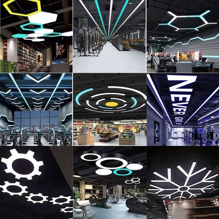 Customized 4ft Led Shop Ceiling Hanging Light Linkable Commercial Linear Led Rectangles Pendant Lights for Office Supermarkets