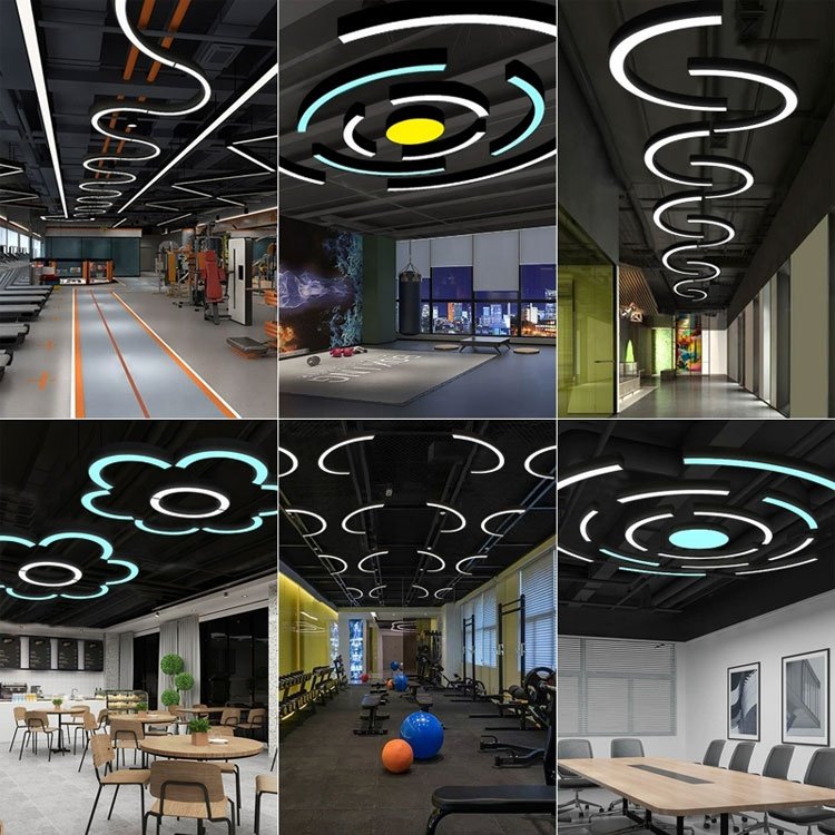 Customized 4ft Led Shop Ceiling Hanging Light Linkable Commercial Linear Led Rectangles Pendant Lights for Office Supermarkets