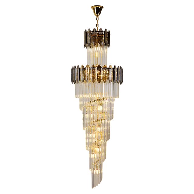 Gold Spiral Chandeliers for Hotel Home Large Home Decor Gold Stainless Steel Cristal Lamp Lotus Leaf Chandelier