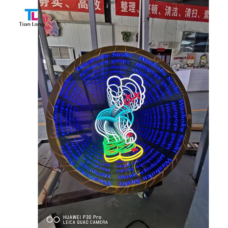 Customization bar Decoration Acrylic LED Illusion Infinity Mirror 3d Unlimited Abyss Mirror Tea Table