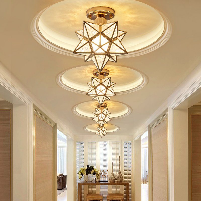 Nordic Modern Indoor Crystal Ceiling Lamp round LED Light for Interior Design Steel Base for Entrance Corridor Aisle Balcony