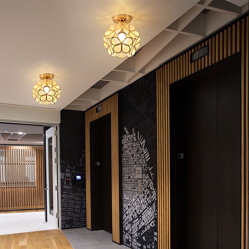 Nordic Modern Indoor Crystal Ceiling Lamp round LED Light for Interior Design Steel Base for Entrance Corridor Aisle Balcony