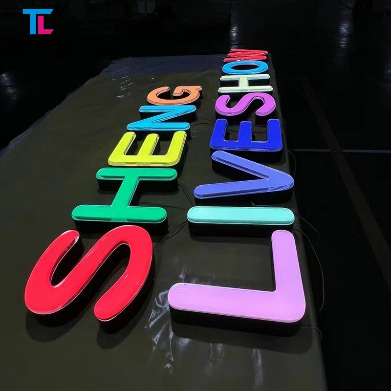 Customized outdoor advertising signs front logo acrylic channel letter signs stainless steel led backlit metal letter