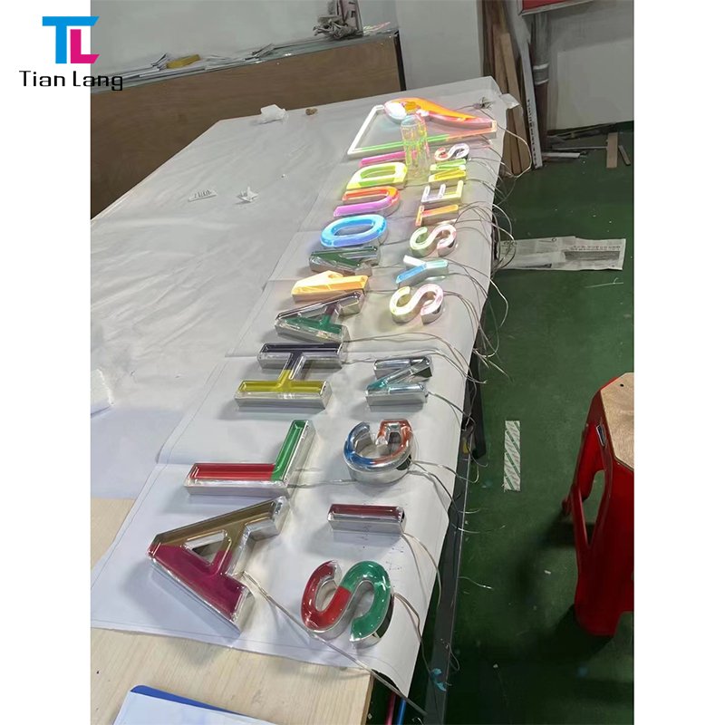 Customized outdoor advertising signs front logo acrylic channel letter signs stainless steel led backlit metal letter
