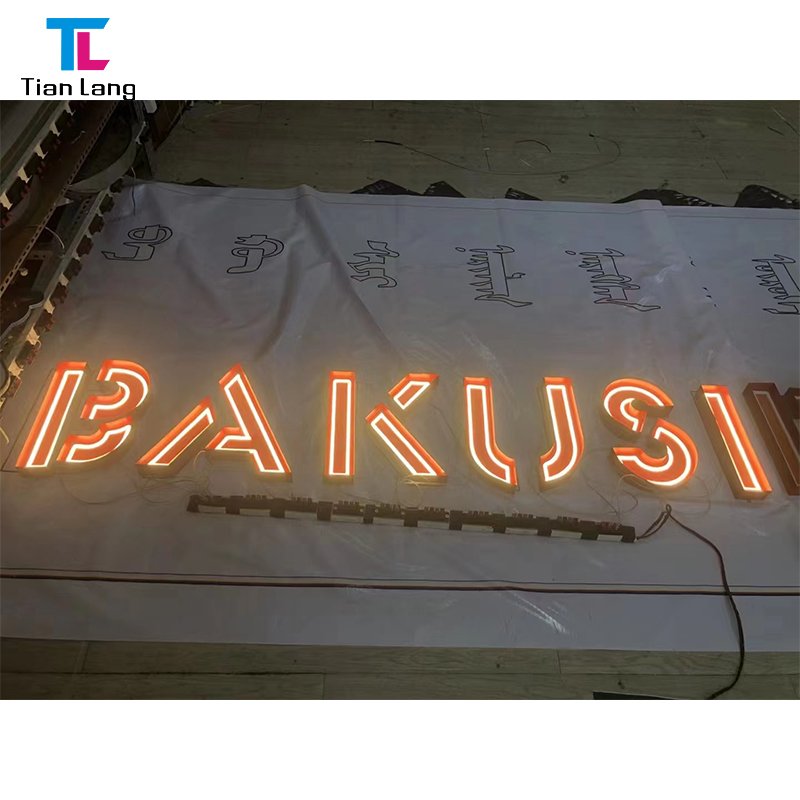 Customized outdoor advertising signs front logo acrylic channel letter signs stainless steel led backlit metal letter