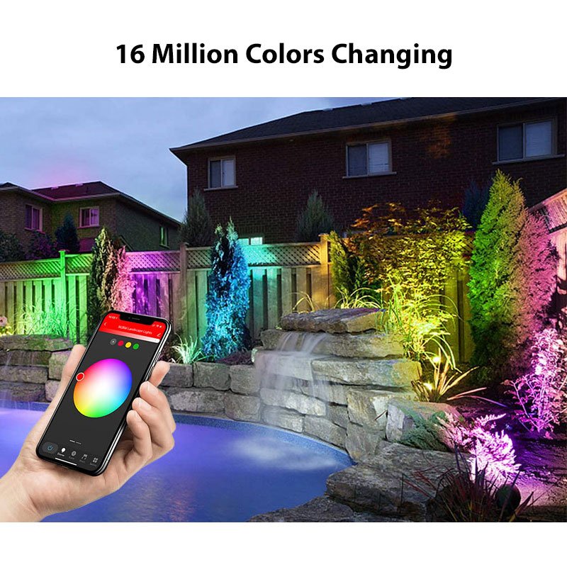 Low Voltage Landscape Lights with Connectors 12W RGBW Warm White LED Spotlight 12V Garden Pathway Lights Waterproof