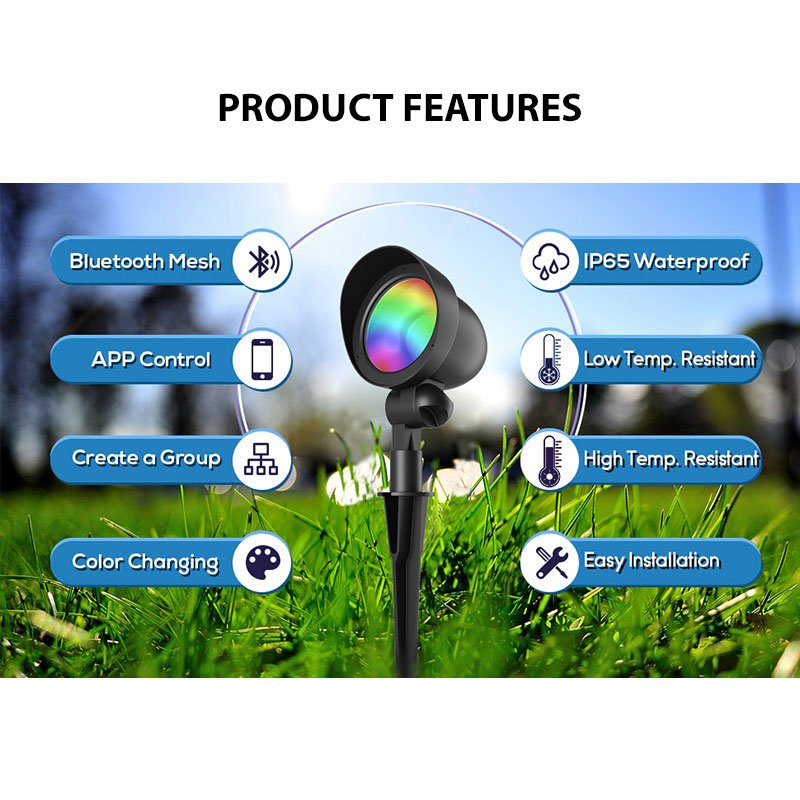 Low Voltage Landscape Lights with Connectors 12W RGBW Warm White LED Spotlight 12V Garden Pathway Lights Waterproof
