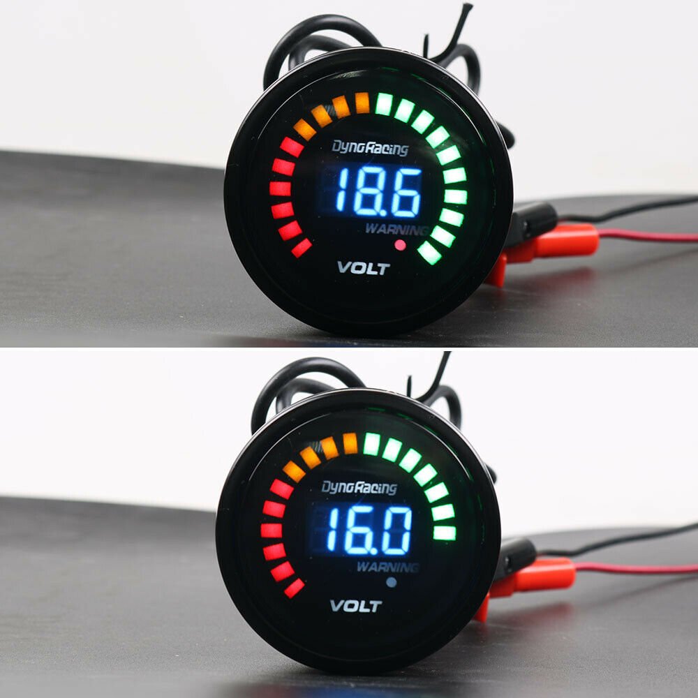 Universal Stepper Motor Auto 2" 52mm Blue 20 LED Voltmeter Digital Gauge Volts Voltage Meter for Universal 12V Car RRDO6237