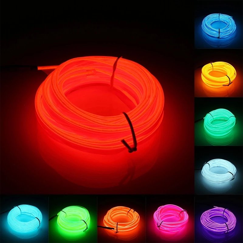 5 Meter Car Styling Cold Light Ambience Lamp Line Car Lights Waterproof 5m Neon Light 12v Flexible El Wire for Car