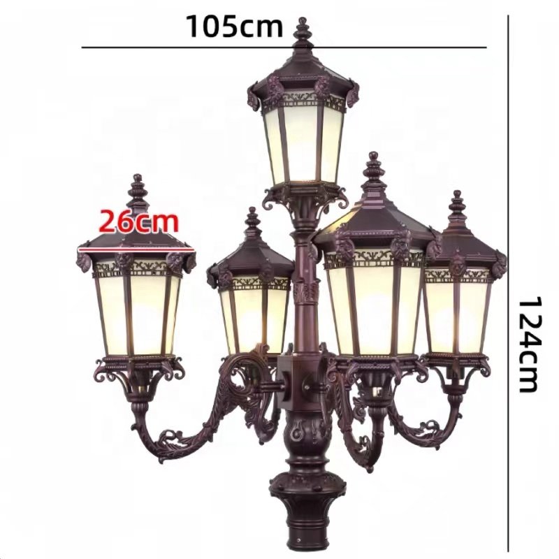 Classic European Waterproof LED Garden Lamp Post Ceiling Light Trend Simple Lawn Landscape Garden Lawn Villa Painted Pole Light