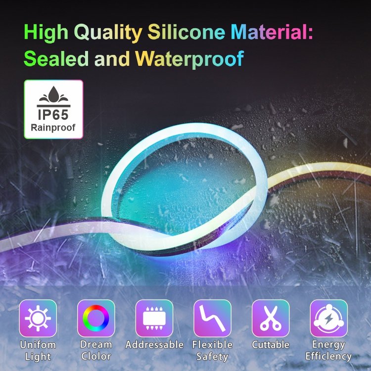 Super Bright Flexible 96Leds Smart Rgb 24V Rgbic Neon Outdoor Waterproof Cob Smart Led Strip Light