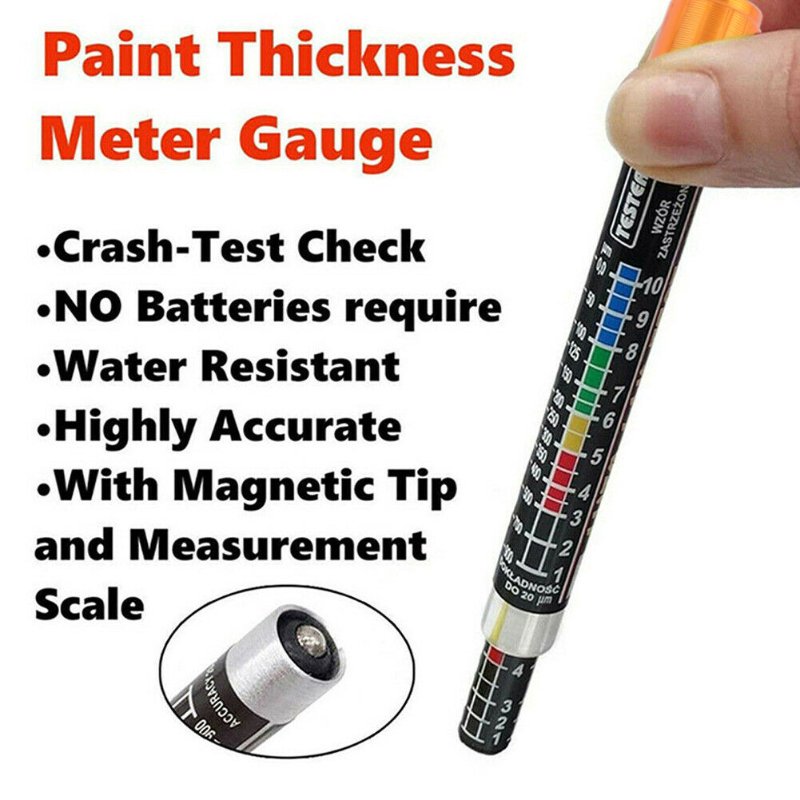 Portable Car Paint Coating Tester Meter Coat Crash Check Test Car Paint Thickness Tester Pen with Magnetic Tip Scale Indicator
